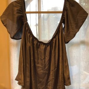 Off the shoulder pastel blue